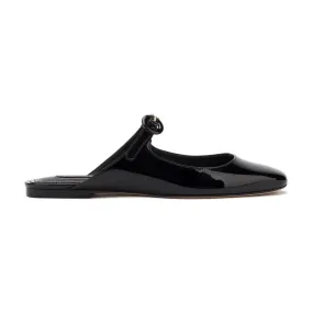 Blair Flat Mule In Black Patent Leather