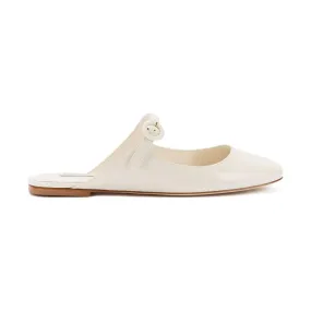 Blair Flat Mule In Ivory Patent Leather