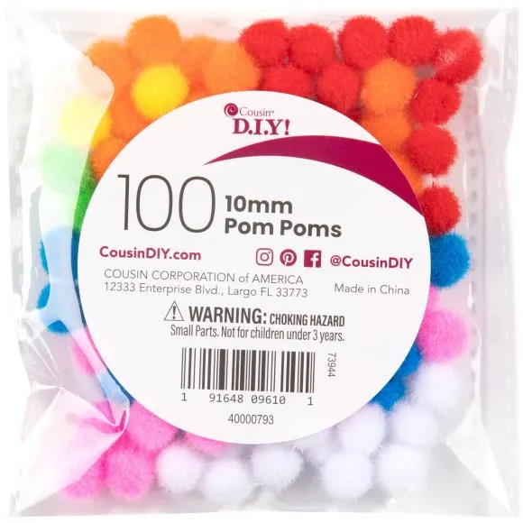 100-Pack 10 MM Pom Poms POM4000