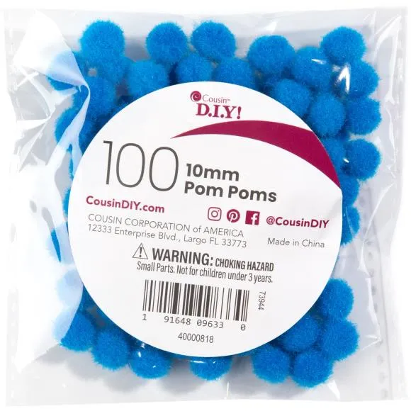 100-Pack 10 MM Pom Poms POM4000