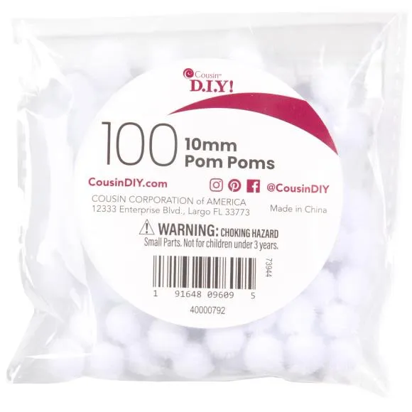 100-Pack 10 MM Pom Poms POM4000