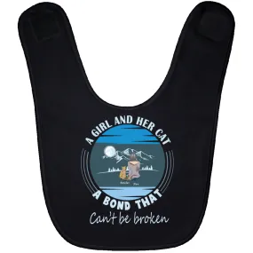 A Girl And Her Cat - On Blk Baby Bib