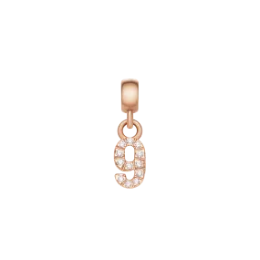 Crystal Number Charm Rose Gold