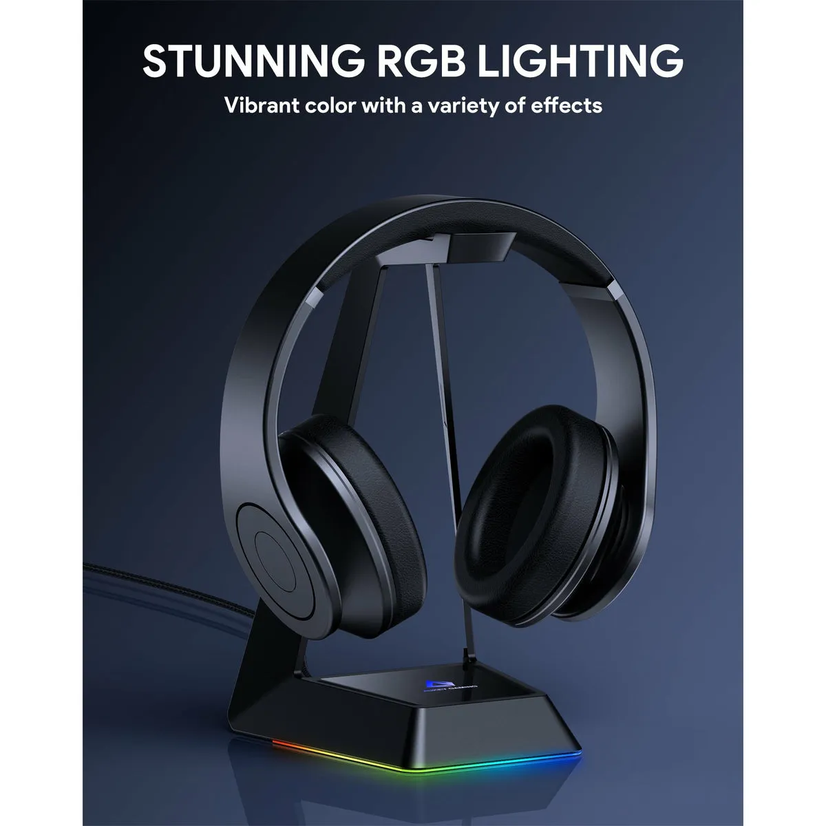 GHS8 RGB Headphone Stand with 3 USB Ports 8 Lighting Effects