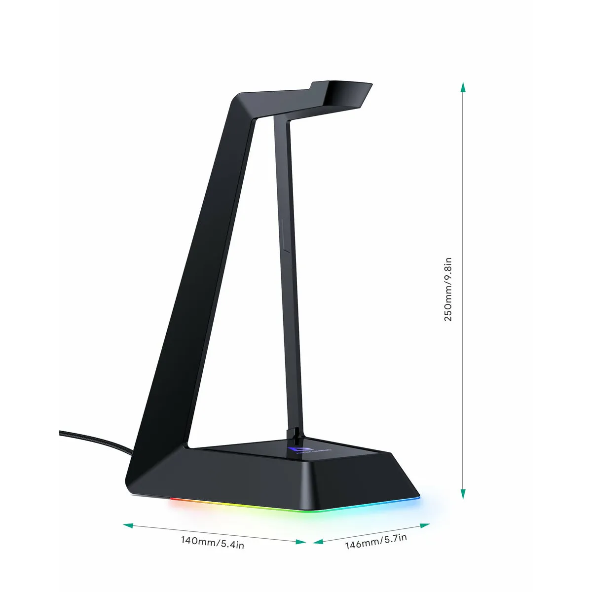 GHS8 RGB Headphone Stand with 3 USB Ports 8 Lighting Effects