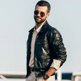 Men's Leather Bomber Jacket | KC Leather Signature Range - Mark