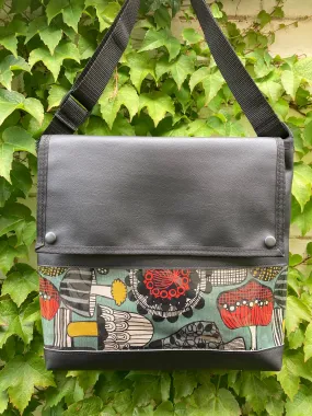 Messenger Bag - Mushroom Illustration Green