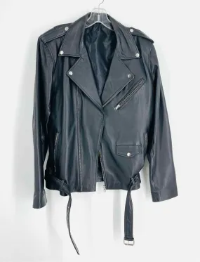 Size L ? Black/Silver Buckle(s) Leather Men's Jacket- Men's